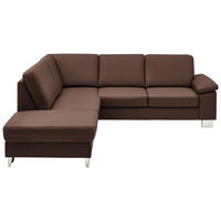 ECKSOFA  in Echtleder Braun  235/248 cm  - Alufarben/Braun, Design, Leder/Metall (235/248cm) - Beldomo Premium