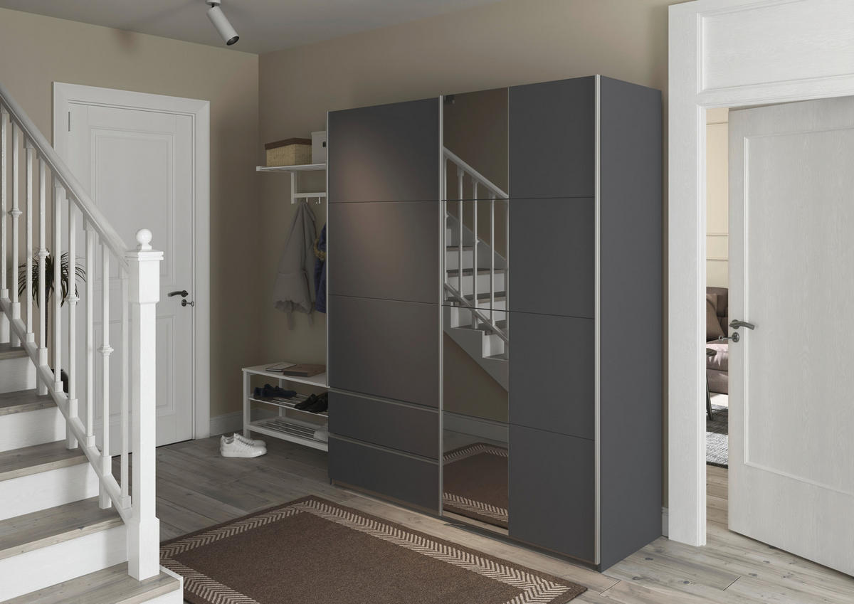 SCHWEBETÜRENSCHRANK in Grau  - Alufarben/Grau, Modern, Holzwerkstoff (175/210/59cm) - Rauch Möbel