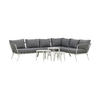 DINING-LOUNGESET  - Weiß/Grau, KONVENTIONELL, Textil/Metall - Gardenson