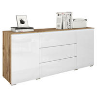 SIDEBOARD Vera 150/67,9/39,5 cm 3 Schublade(n)  - Weiss Hochglanz/Eiche Wotan, Lifestyle, Holzwerkstoff/Kunststoff (150/67,9/39,5cm) - P & B