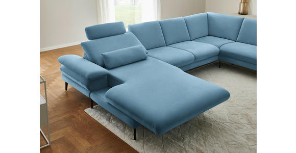 WOHNLANDSCHAFT  in Chenille, Flachgewebe Blau  - Blau/Schwarz, Design, Textil/Metall (180/344/208cm) - Dieter Knoll