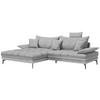 ECKSOFA PRATO Silberfarben Webstoff  - Silberfarben/Schwarz, MODERN, Textil/Metall (176/292cm) - MID.YOU