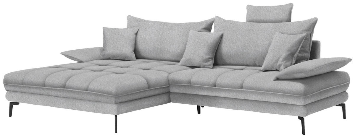 ECKSOFA PRATO Silberfarben Webstoff  - Silberfarben/Schwarz, MODERN, Textil/Metall (176/292cm) - MID.YOU