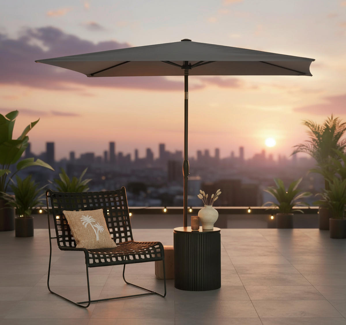 SONNENSCHIRM  230/150 cm  - Anthrazit, Design, Textil/Metall (230/150cm) - Dieter Knoll