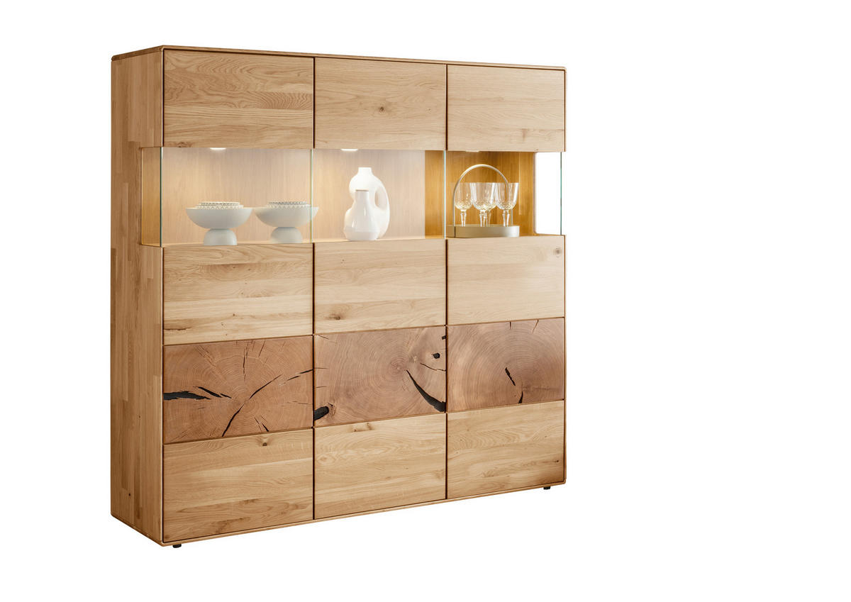 HIGHBOARD  150/145/40 cm  - Wildeiche, Basics, Glas/Holz (150/145/40cm) - Livetastic