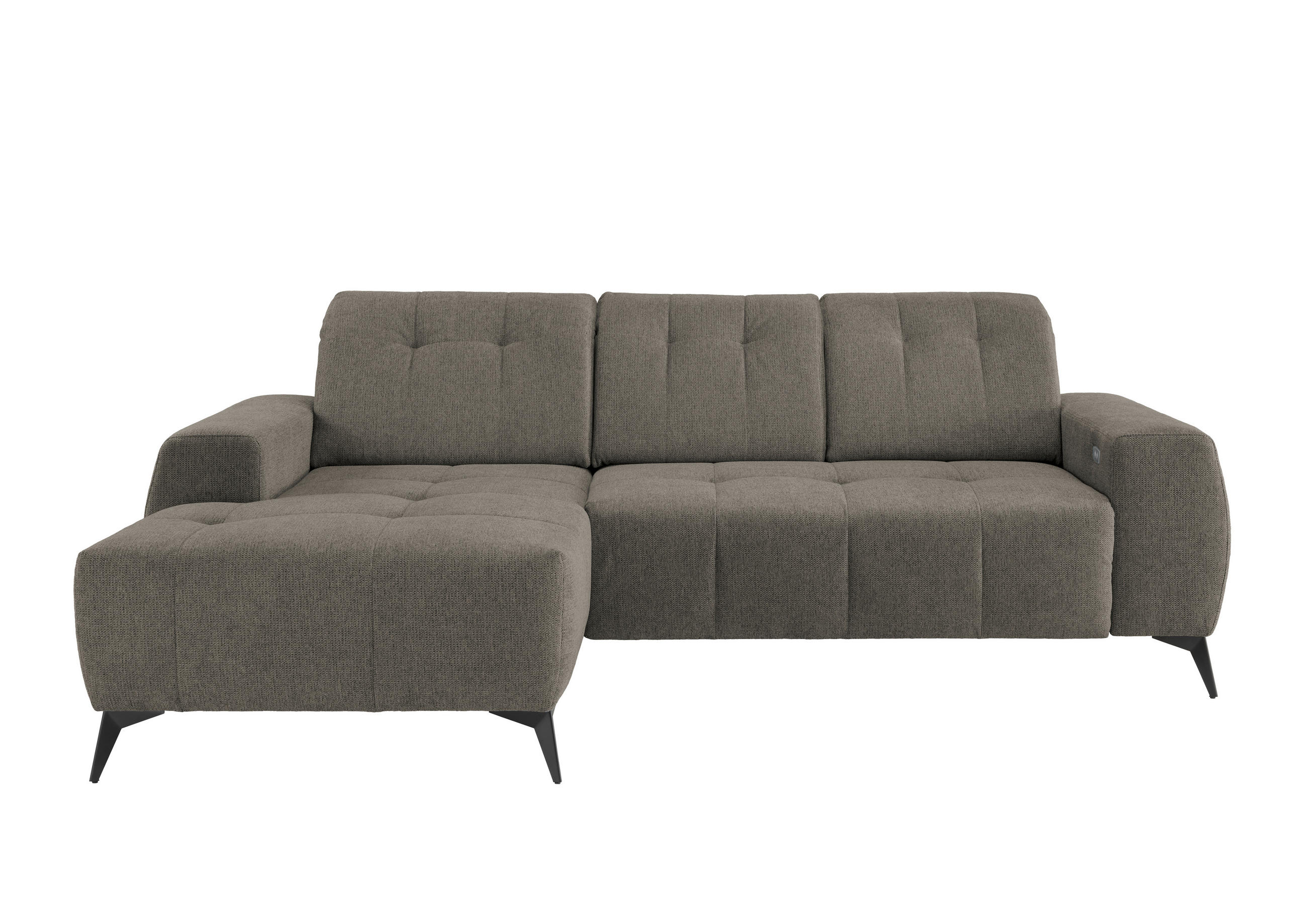 ECKSOFA Graubraun Chenille  - Graubraun/Schwarz, MODERN, Textil/Metall (180/258cm) - Livetastic