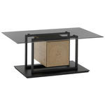 COUCHTISCH in Holz, Glas, Holzwerkstoff 110/70/45 cm  - Eichefarben/Schwarz, Design, Glas/Holz (110/70/45cm) - Novel