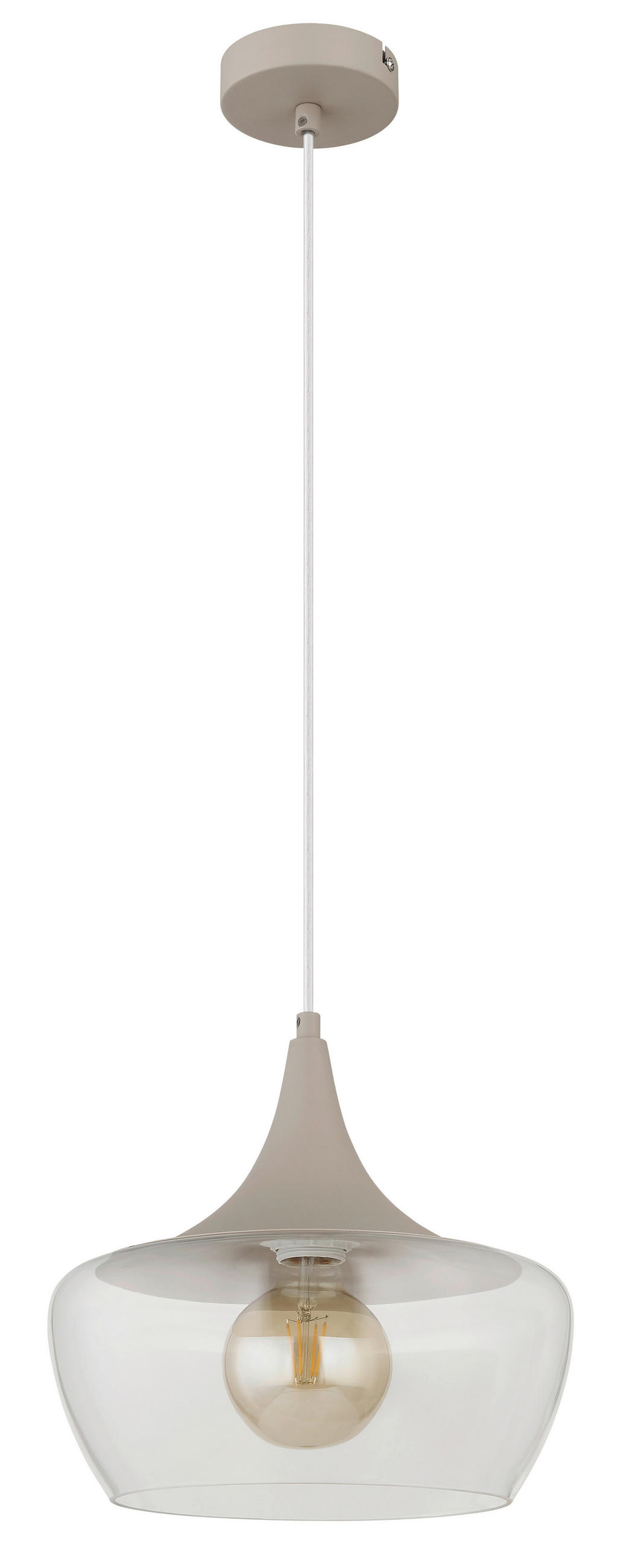 HÄNGELEUCHTE Arola 30/120 cm  - Sandfarben/Klar, Design, Glas/Kunststoff (30/120cm) - Globo