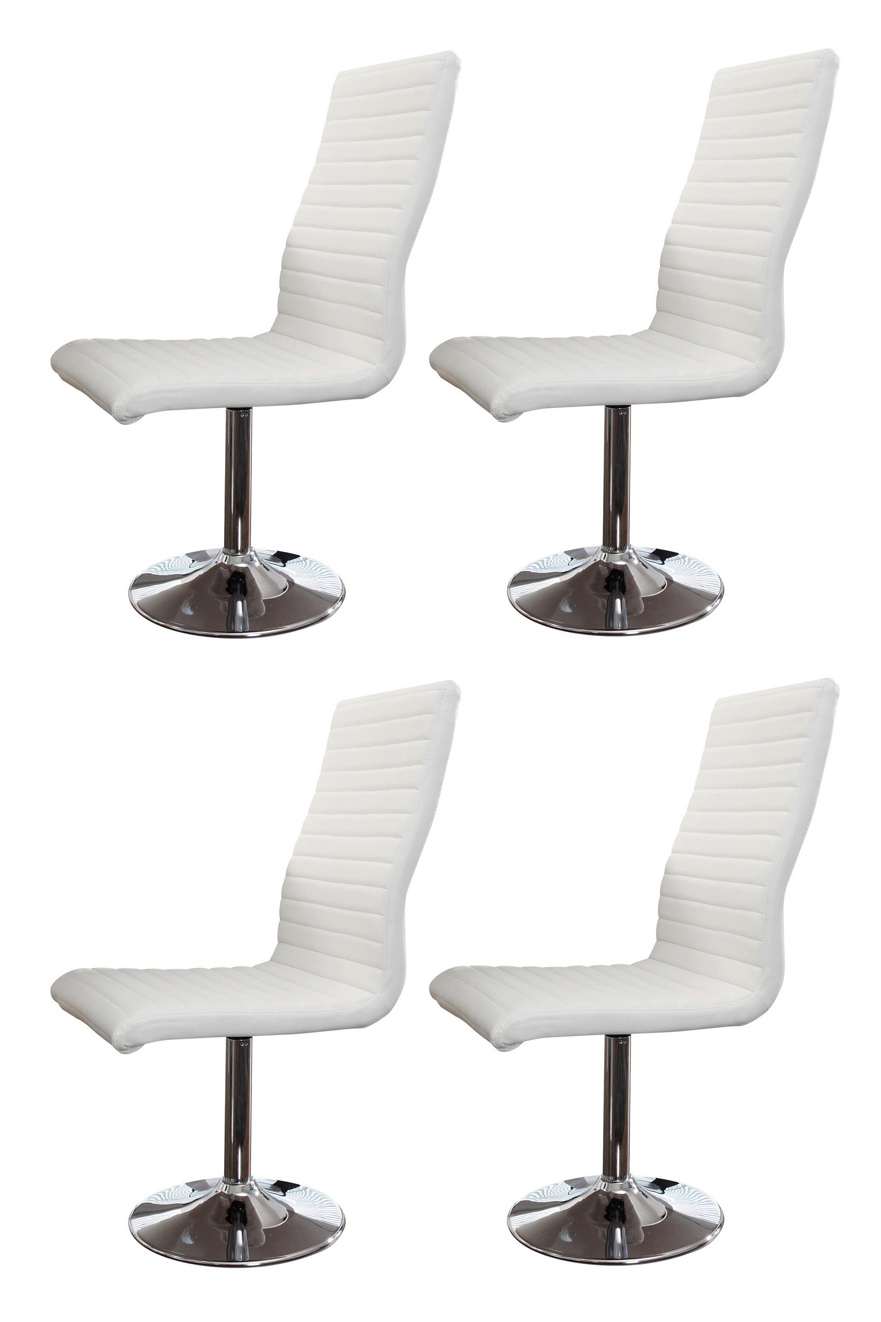 STUHL-SET 4 Stück  in Lederlook  - Silberfarben/Weiß, MODERN, Textil/Metall (45/106/65cm) - Livetastic