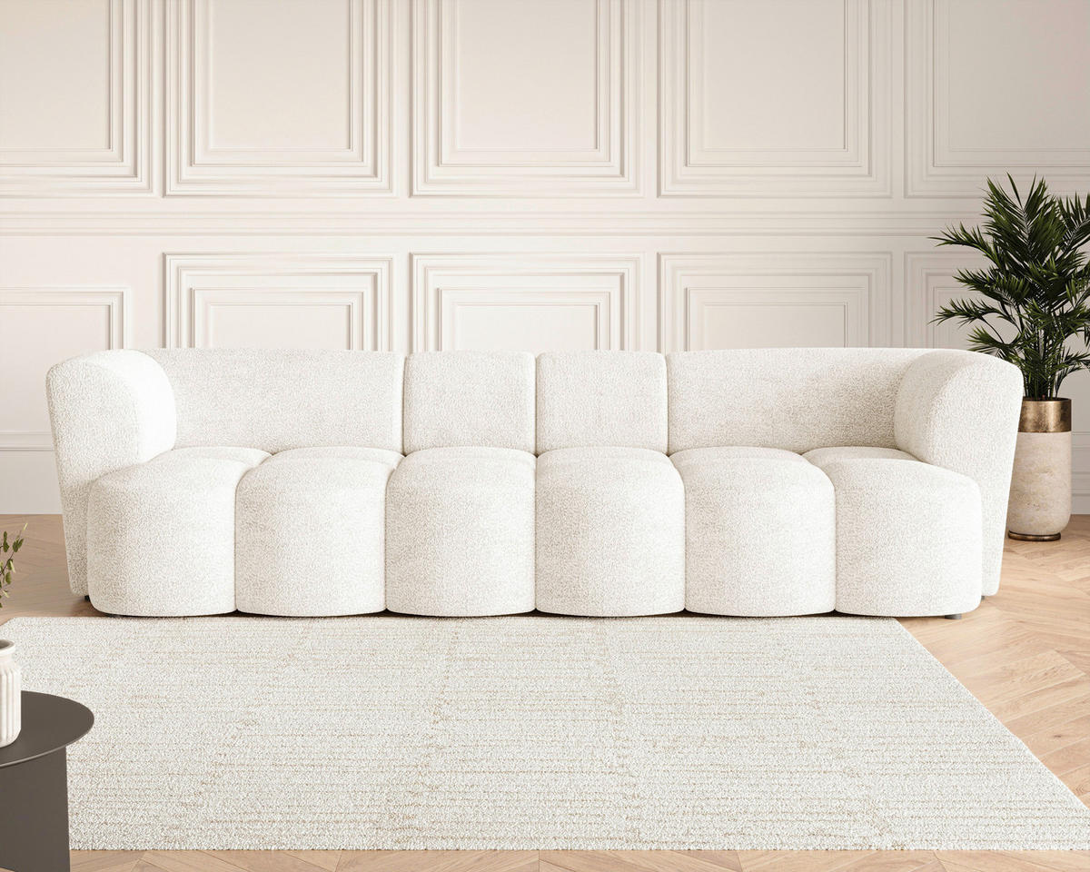 VIERSITZER-SOFA 307/84/107 cm  in Chenille Elfenbein  - Elfenbein/Schwarz, MODERN, Kunststoff/Textil (307/84/107cm) - Milino