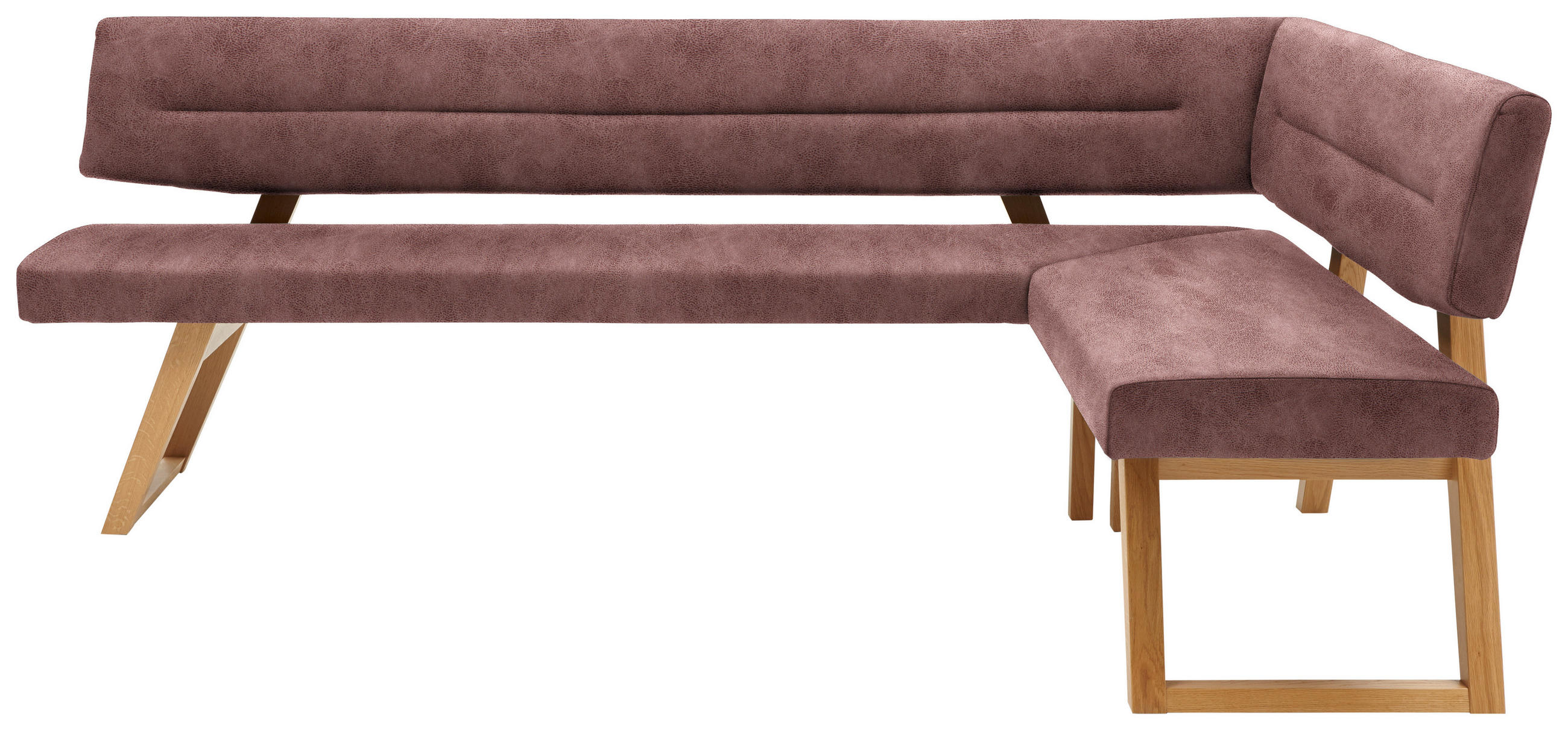 ECKBANK 195/155 cm  in Altrosa  - Eichefarben/Altrosa, KONVENTIONELL, Holz/Textil (195/155cm) - Dieter Knoll