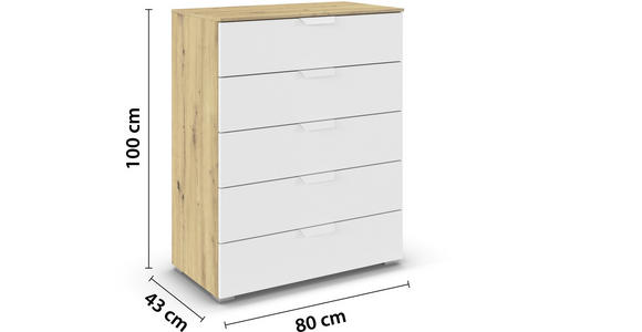 KOMMODE  in 80/100/43 cm  - Weiß/Eiche Artisan, Design, Holzwerkstoff/Metall (80/100/43cm) - Carryhome