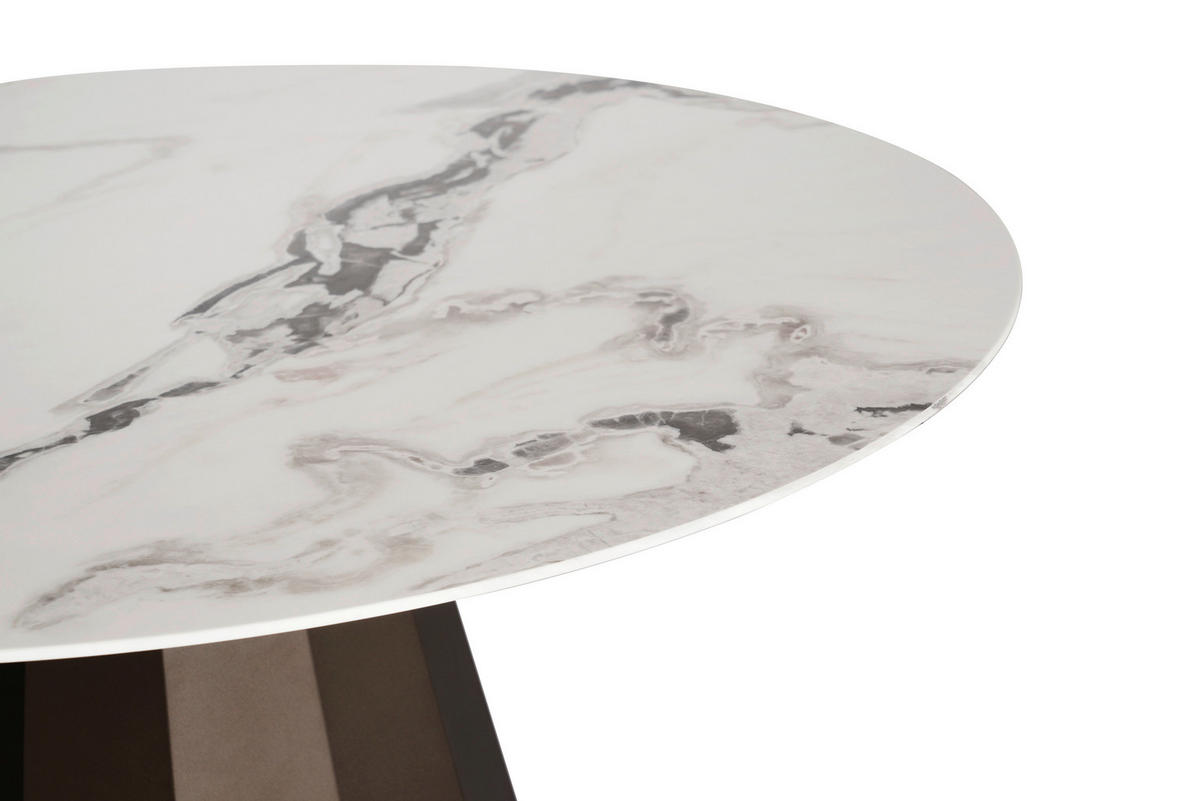 JEDILNA MIZA, bela, barve brona  - bela/barve brona, Design, kovina/keramika (135/135/76cm) - Belluti