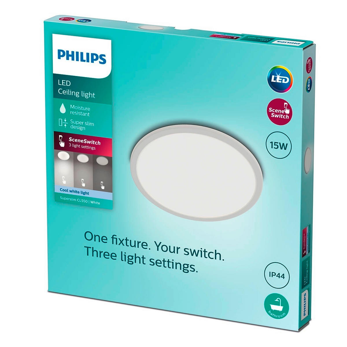 STROPNA KOPAL. LED-SVETILKA   25/25/2.3 cm          4000 K - bela, Basics, kovina/umetna masa (25/25/2.3cm) - Philips