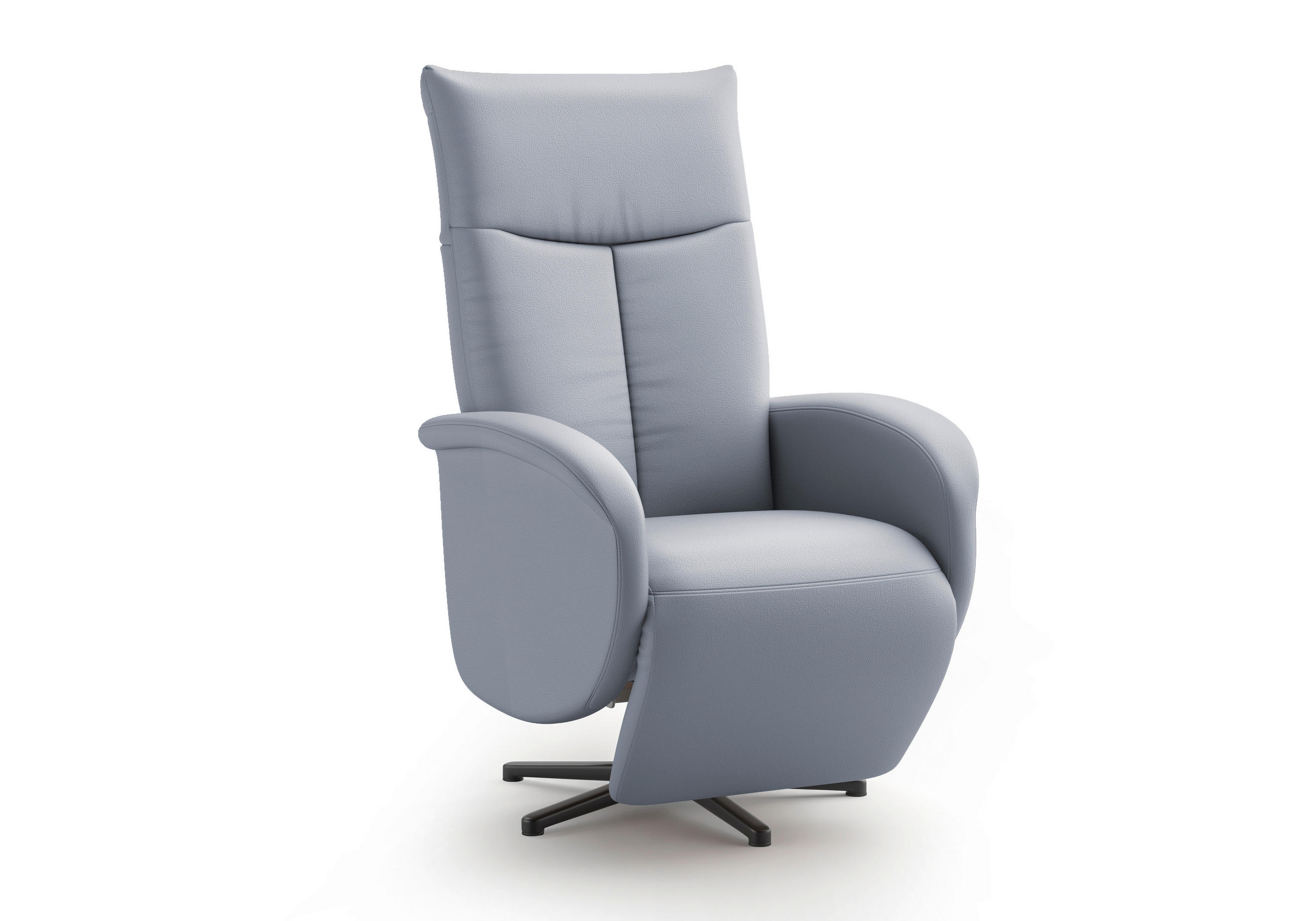 DREHSTUHL Graublau  - Graublau/Schwarz, MODERN, Leder/Metall (75/112/82cm) - Sit & More