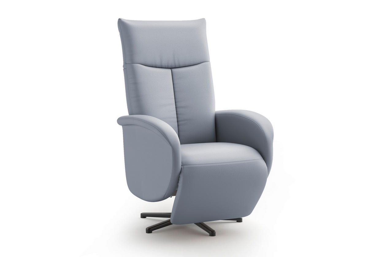 DREHSTUHL Graublau  - Graublau/Schwarz, MODERN, Leder/Metall (75/112/82cm) - Sit & More
