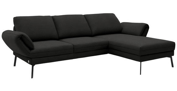 ECKSOFA  in Flachgewebe Anthrazit  255-365/175-224 cm  - Anthrazit/Schwarz, Design, Textil/Metall (255-365/175-224cm) - Dieter Knoll