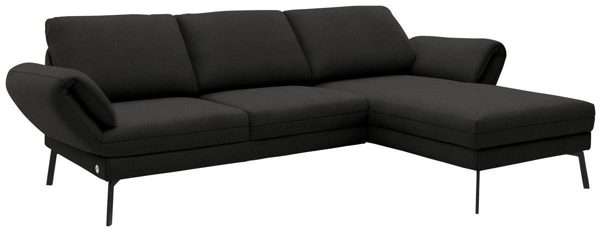 ECKSOFA  in Flachgewebe Anthrazit  255-365/175-224 cm  - Anthrazit/Schwarz, Design, Textil/Metall (255-365/175-224cm) - Dieter Knoll