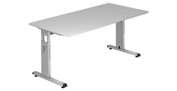 SCHREIBTISCH 160/80/65-85 cm  in Grau  - Silberfarben/Grau, KONVENTIONELL, Holzwerkstoff/Metall (160/80/65-85cm) - Venda