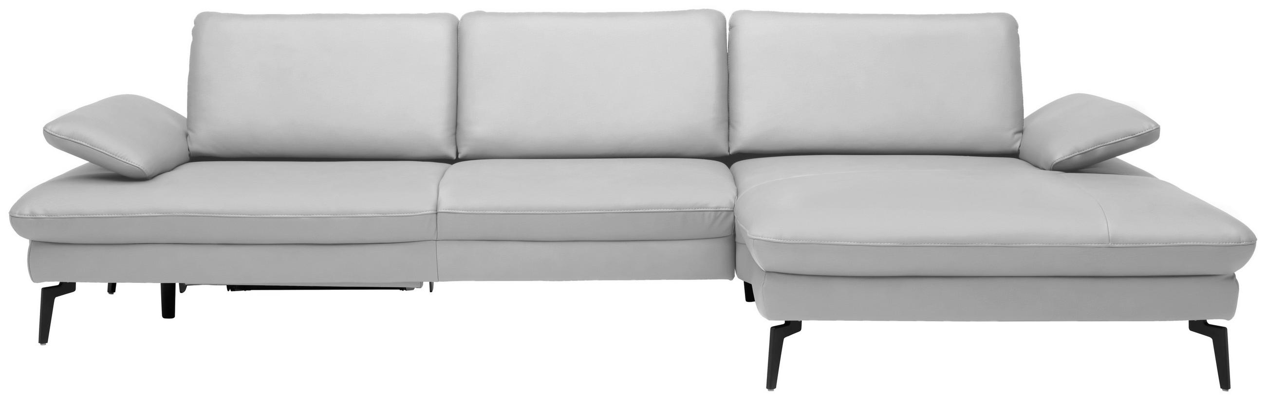 ECKSOFA in Echtleder Weiss  - Weiss/Schwarz, Design, Leder/Metall (325/157cm) - Dieter Knoll
