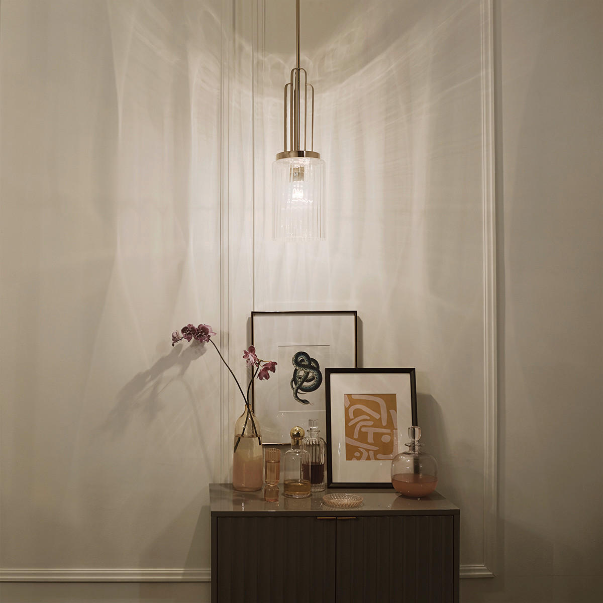HÄNGELEUCHTE 17.8/69.8 cm    - Nickelfarben, Konventionell, Glas/Metall (17.8/69.8cm) - Elstead Lighting