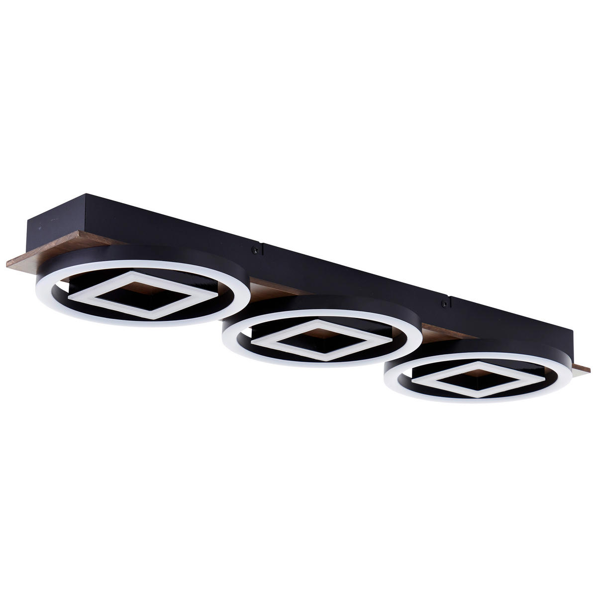LED-DECKENLEUCHTE    67/6,5/20 cm  - Eiche dunkel/Schwarz, Design, Holz/Kunststoff (67/6,5/20cm) - Brilliant