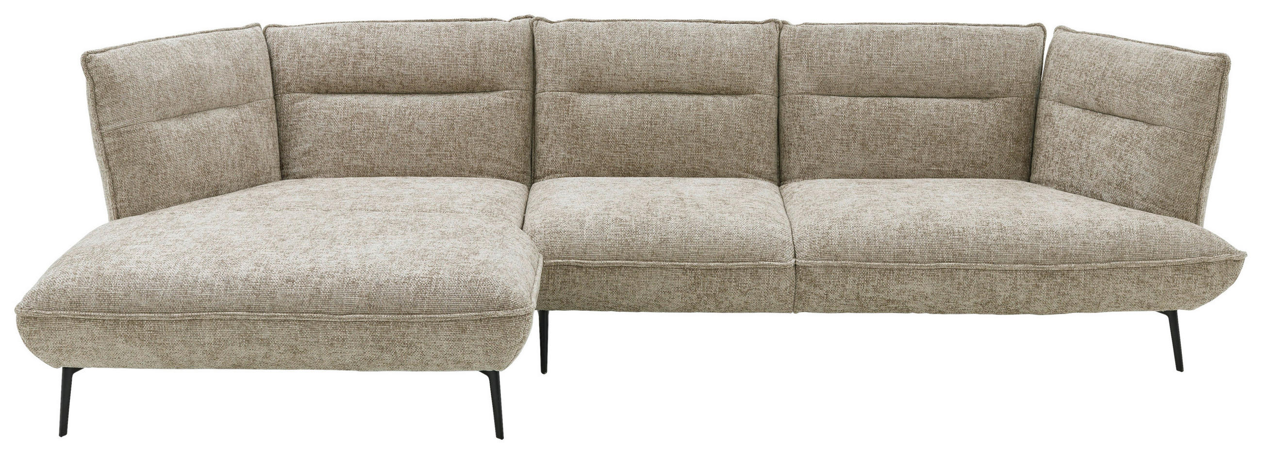 ECKSOFA in Flachgewebe Taupe  - Taupe/Schwarz, Design, Textil/Metall (153/339cm) - Moderano