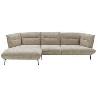 ECKSOFA in Flachgewebe Taupe  153/339 cm  - Taupe/Schwarz, Design, Textil/Metall (153/339cm) - Moderano
