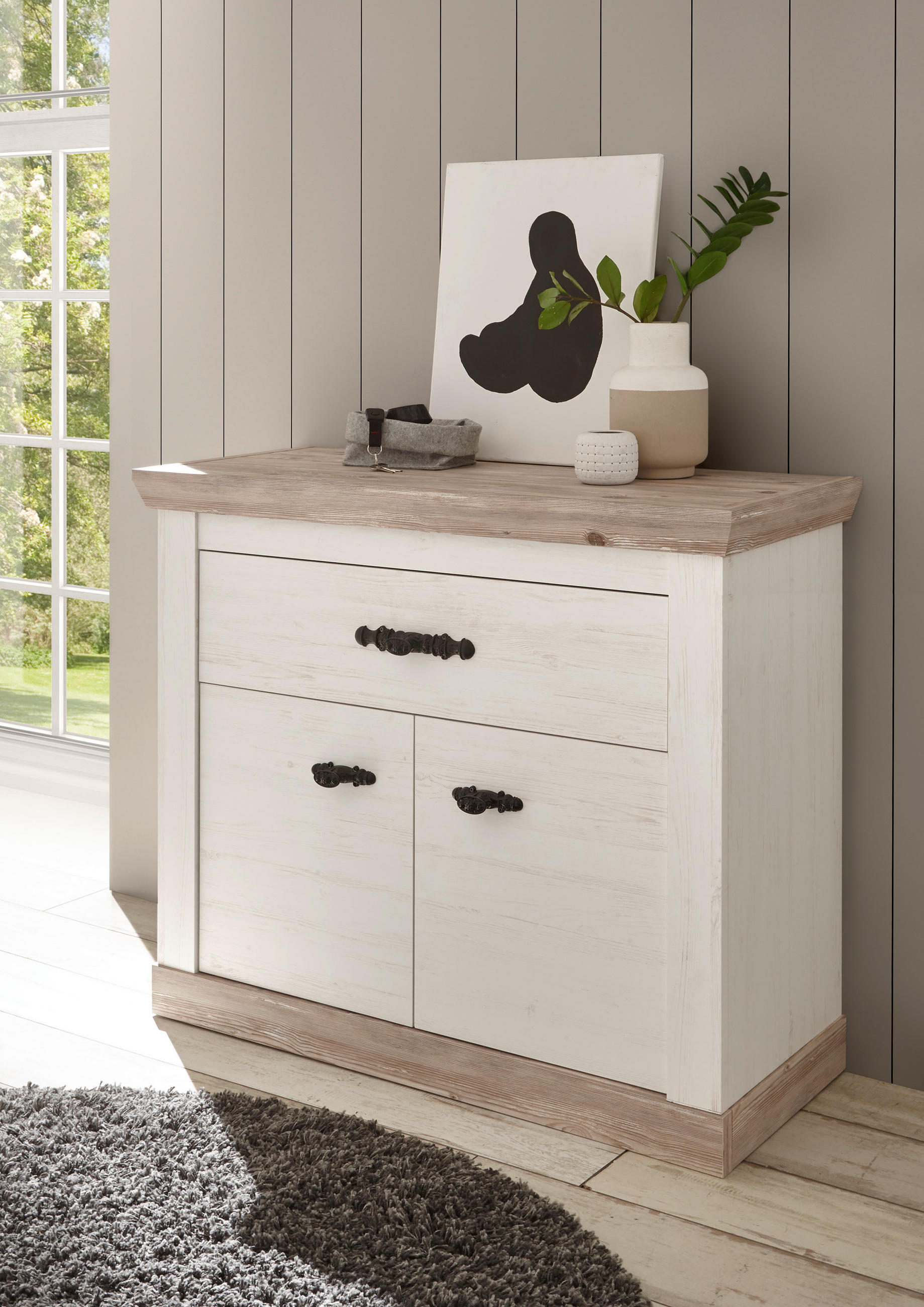 KOMMODE  in 107/87/45 cm  - Hellbraun/Schwarz, Design, Holzwerkstoff/Metall (107/87/45cm) - MID.YOU