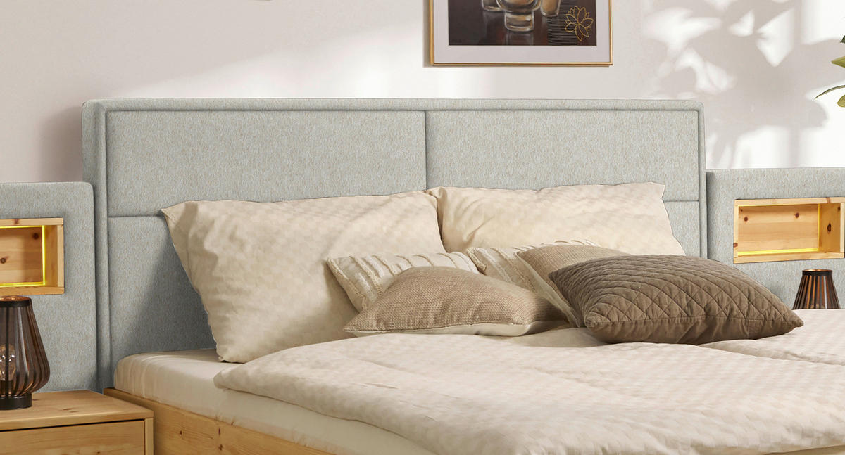 BETT 160/200 cm  in Naturfarben, Zirbelkieferfarben   - Zirbelkieferfarben/Naturfarben, Natur, Holz/Textil (160/200cm) - Valnatura