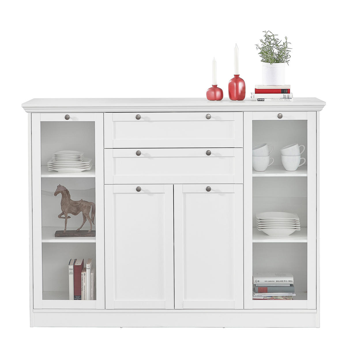 VISOKA KOMODA   160/120/40 cm   bela  - bela/crna, Lajfstajl, metal/pločasti materijal (160/120/40cm) - Landscape