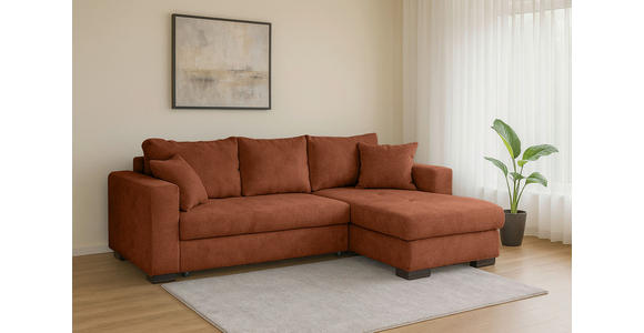 ECKSOFA in Webstoff Terracotta  - Terracotta/Braun, KONVENTIONELL, Holz/Textil (170/235cm) - Carryhome