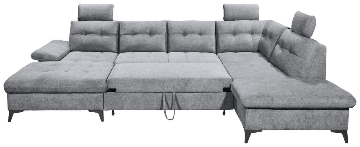 WOHNLANDSCHAFT in Webstoff Grau  - Schwarz/Grau, Konventionell, Kunststoff/Textil (170/324/218cm) - MID.YOU