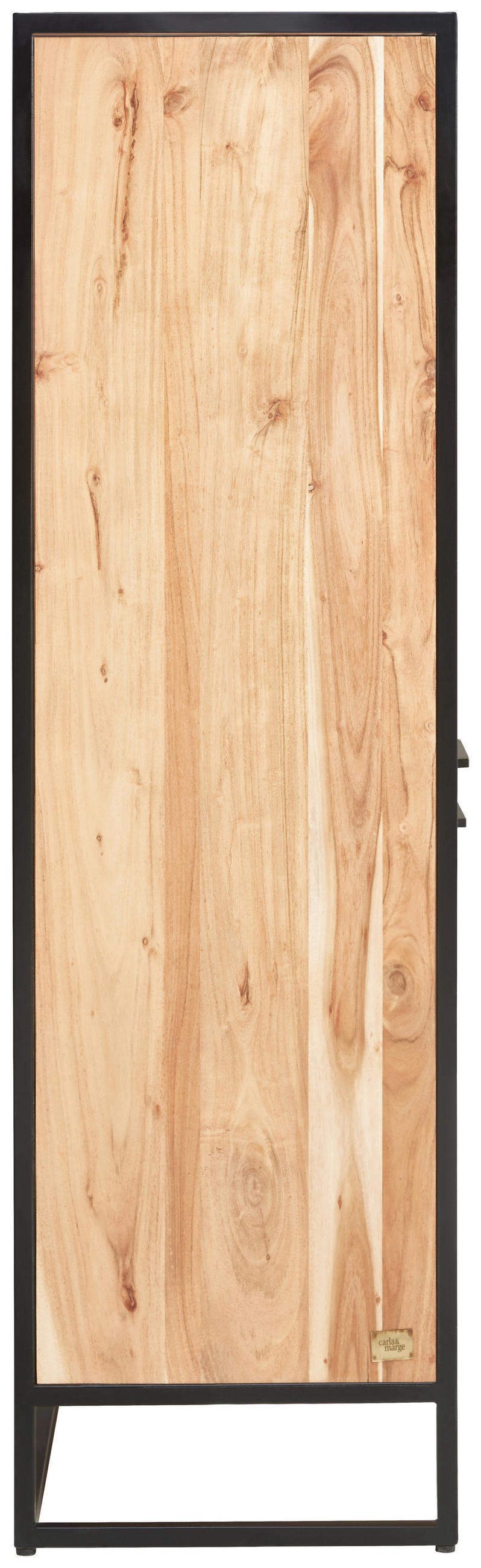VITRINE in massiv Akazie Honig, Schwarz  - Schwarz/Honig, Design, Glas/Holz (93/184/42cm) - MID.YOU