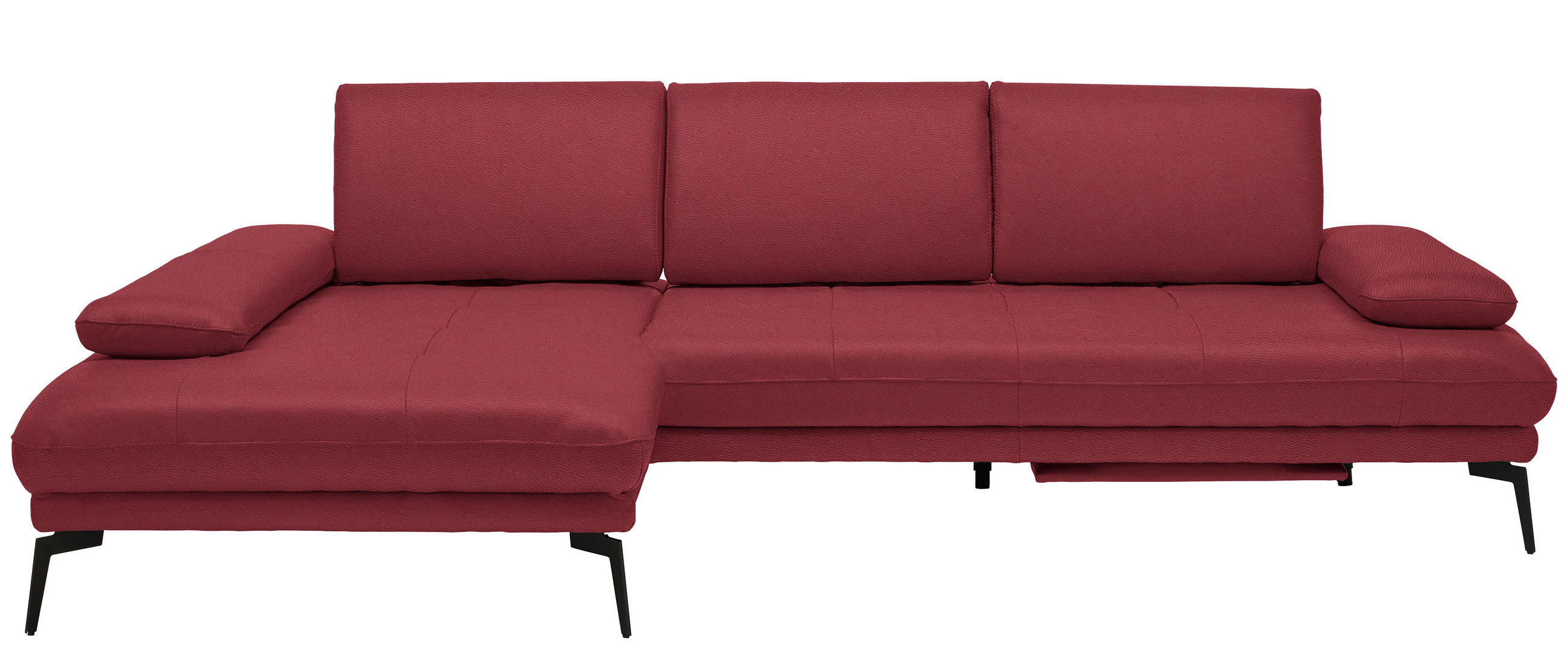ECKSOFA in Echtleder Rot  - Rot/Schwarz, Design, Leder/Metall (187/273cm) - Celina Home