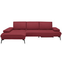 ECKSOFA in Echtleder Rot  - Rot/Schwarz, Design, Leder/Metall (187/273cm) - Celina Home