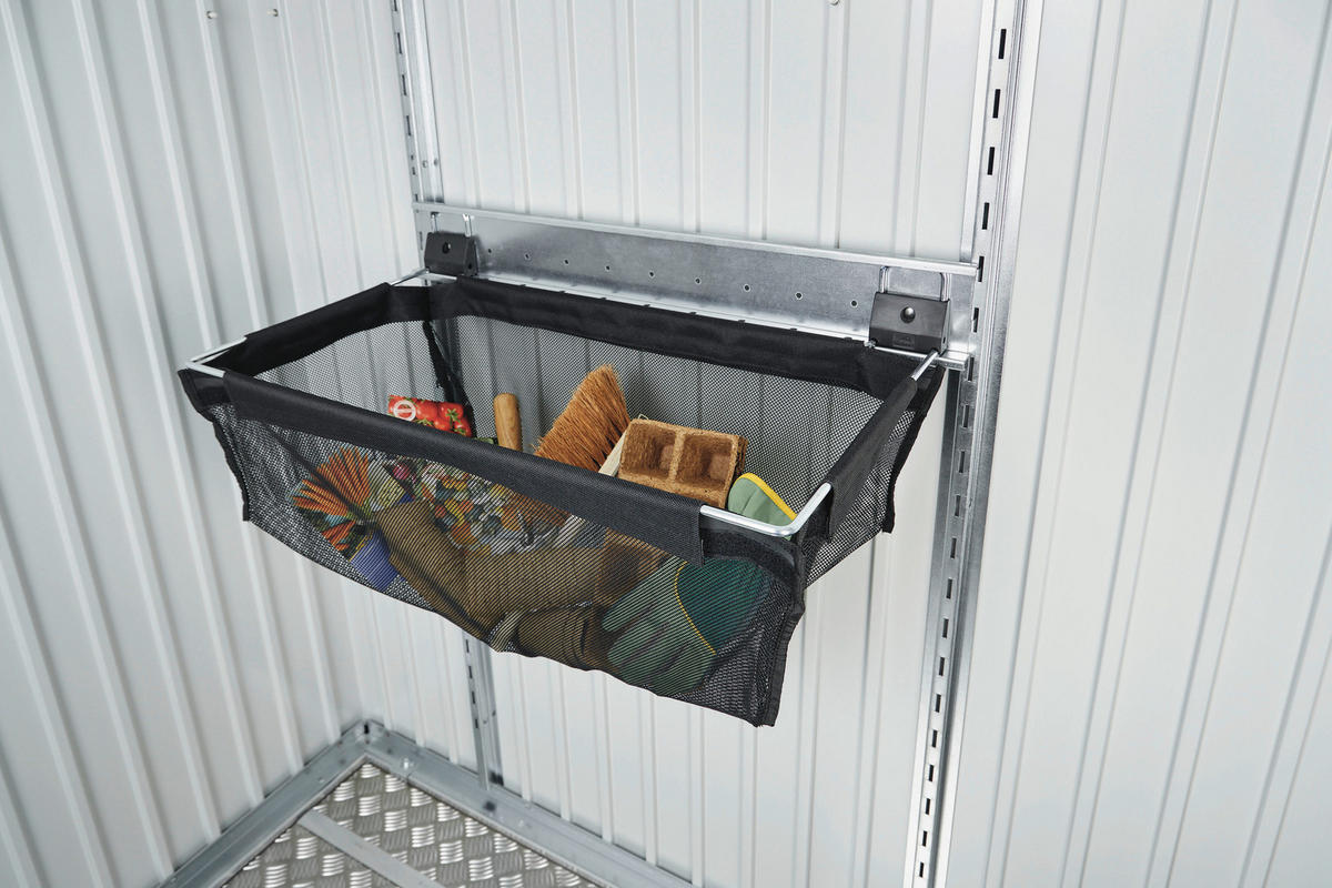 EINHÄNGESACK MIT WANDSCHIENE 67/20/34 cm  - Silberfarben/Schwarz, Basics, Textil/Metall (67/20/34cm) - Biohort