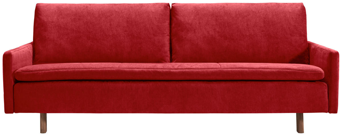 SCHLAFSOFA Flachgewebe Rot  - Eichefarben/Rot, KONVENTIONELL, Holz/Textil (220/85/98cm) - Carryhome