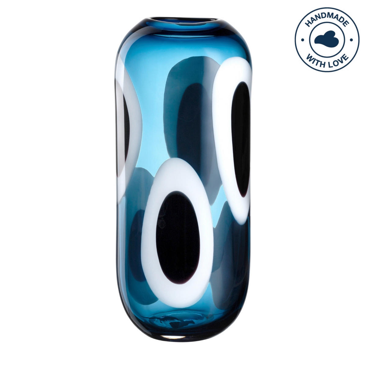 VASE  - Blau/Schwarz, KONVENTIONELL, Glas (16,00/36,00/11,50cm) - Leonardo