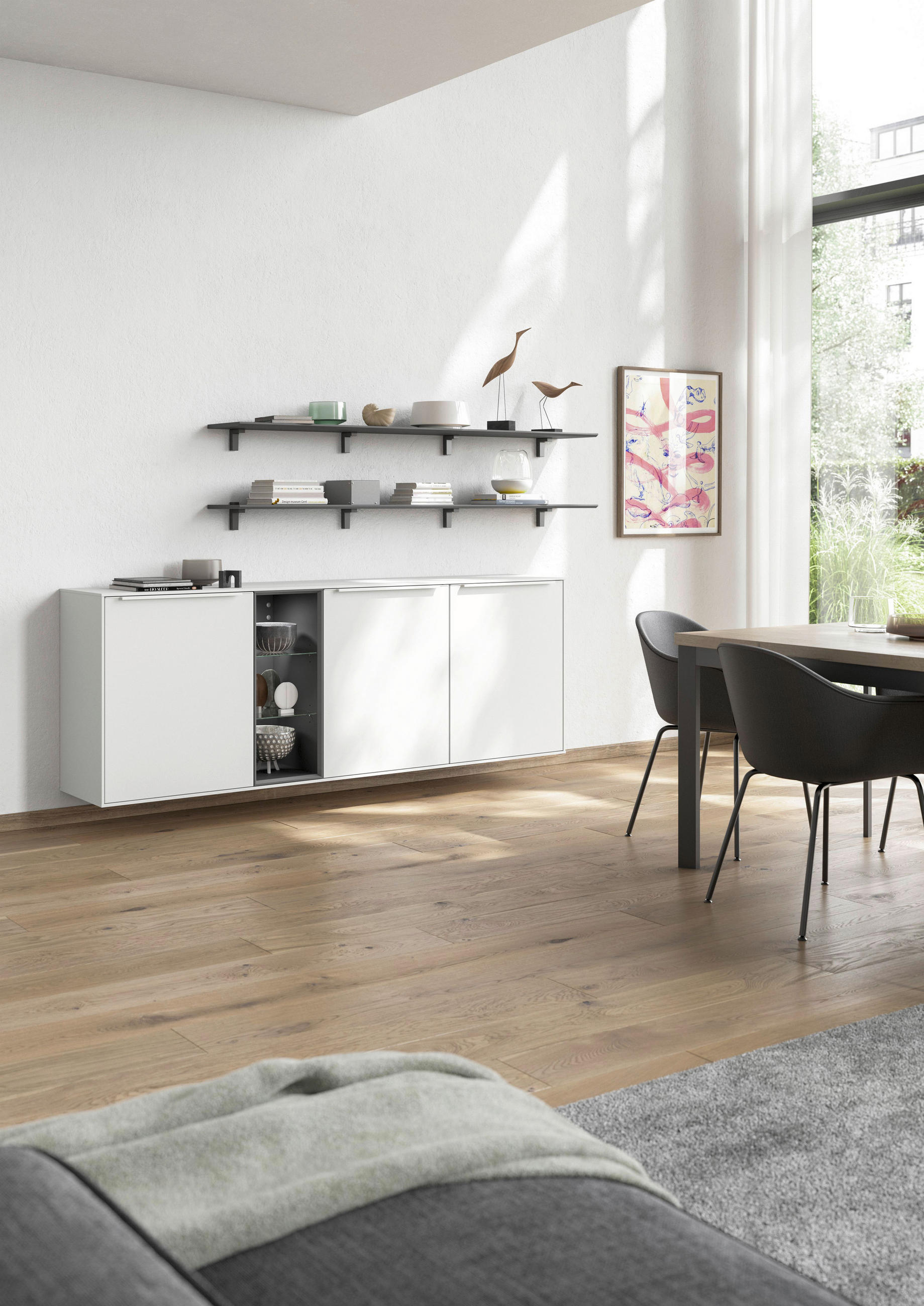 SIDEBOARD  in 212,3/73/37,4 cm  - Graphitfarben/Weiß, Design, Holzwerkstoff/Metall (212,3/73/37,4cm) - Celina Home