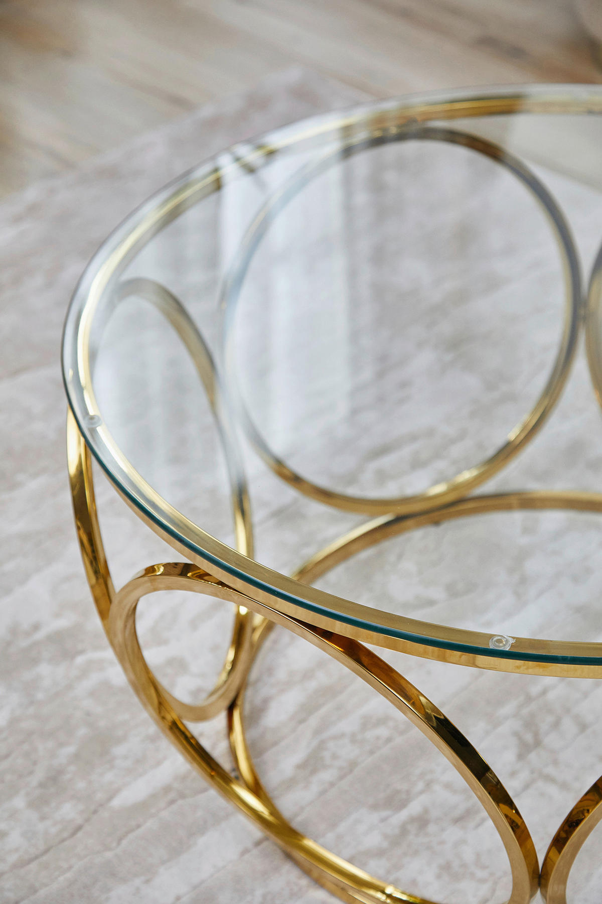 COUCHTISCH Sicherheitsglas, Klarglas 80/80/40 cm rund Klar, Goldfarben  - Klar/Goldfarben, Design, Glas/Metall (80/80/40cm) - Livetastic