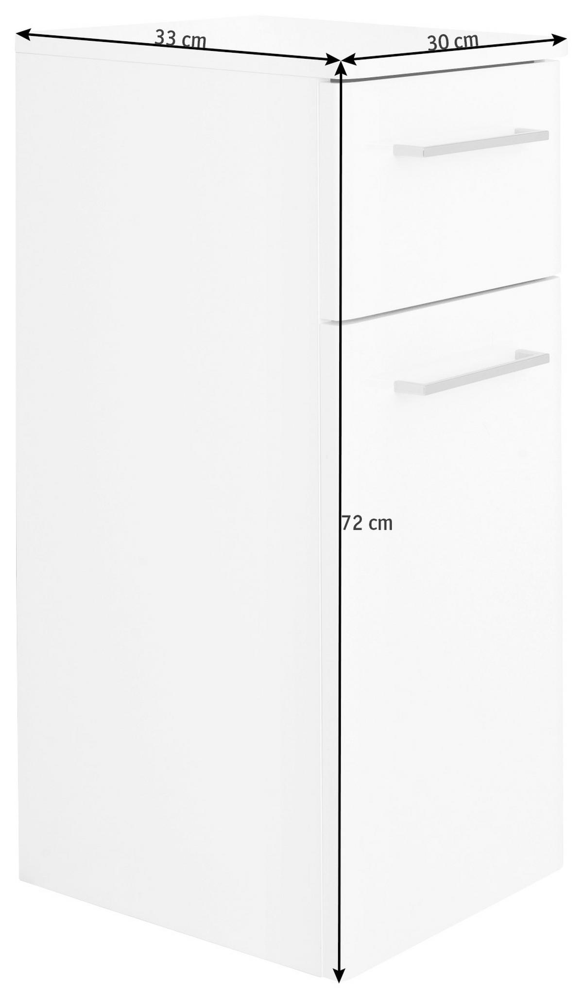 SPODNÍ SKŘÍŇKA, bílá, 30/72/33 cm - bílá/barvy chromu, Konvenční, kompozitní dřevo/sklo (30/72/33cm) - Xora