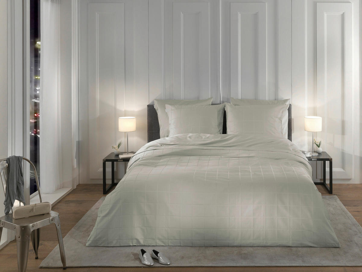BETTWÄSCHE Diamante Makosatin 155/220 cm  - Hellgrau, Basics, Textil (155/220cm)