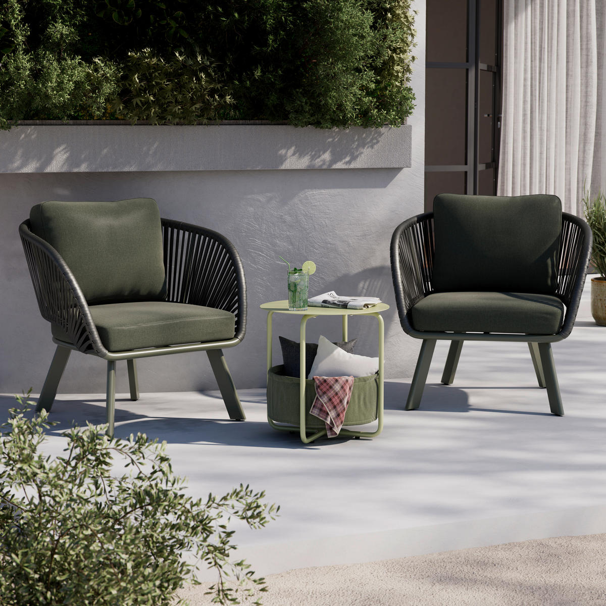 LOUNGESESSEL  - Grün, Design, Textil/Metall (83/77/82cm) - Ambia Garden