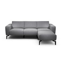 Dreisitzer inkl. Hocker Chenille Anthrazit  - Anthrazit/Schwarz, Design, Textil/Metall (250/86/86-94cm) - SENSOO