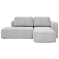 ECKSOFA Hellgrau Chenille Rückenkissen, Bettkasten, Schlaffunktion, Rücken echt, Liegefläche im Originalstoff  - Hellgrau/Schwarz, KONVENTIONELL, Kunststoff/Textil (244/160cm) - Milino