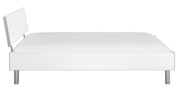BETT 120/200 cm  in Weiß Hochglanz  - Weiß Hochglanz/Alufarben, Design, Holzwerkstoff/Metall (120/200cm) - Carryhome
