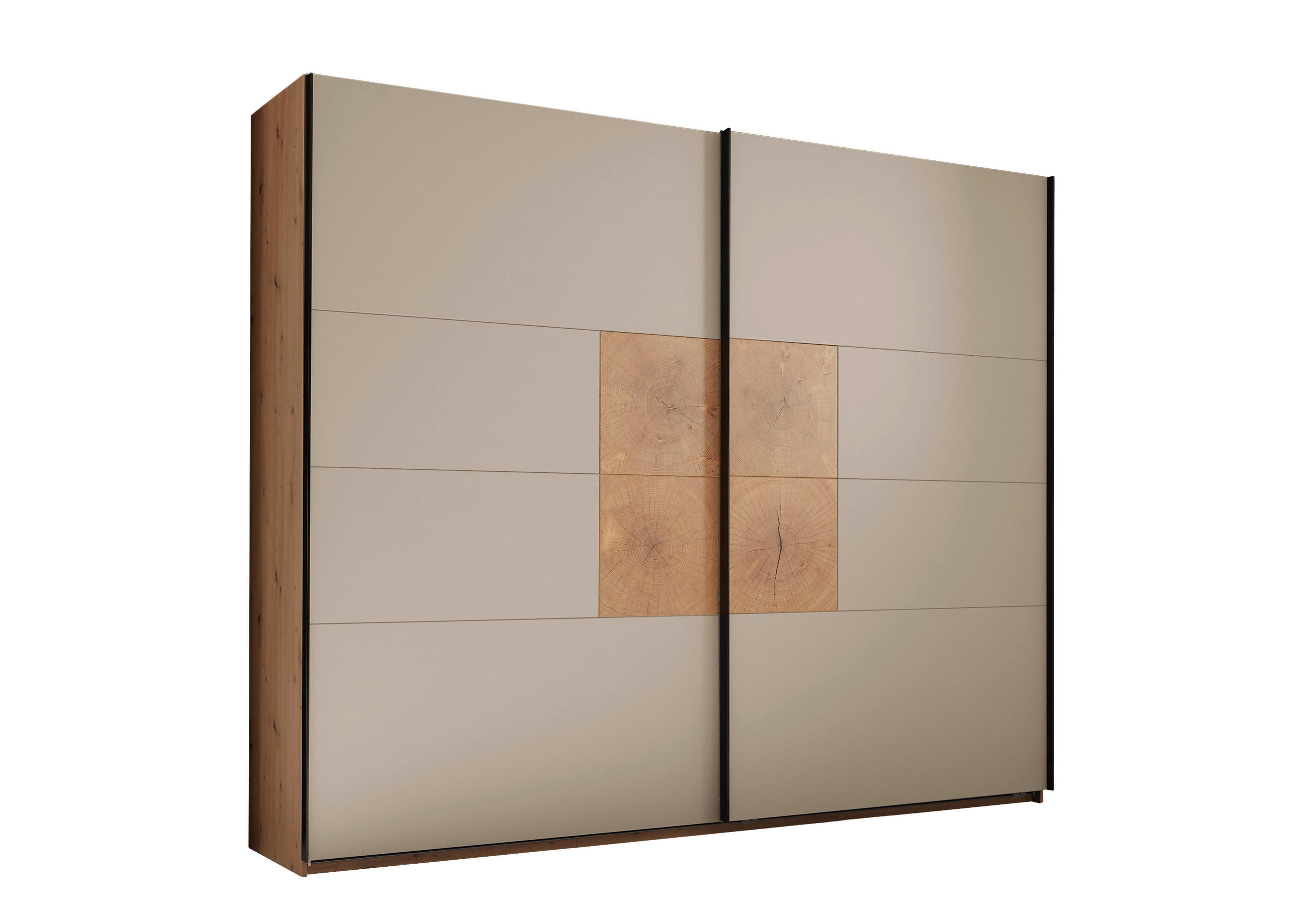 FÜGGESZTETT TOLÓAJTÓS SZEKRÉN kasmírszínű, Artisan tölgy  - kasmírszínű/fekete, Konventionell, faalapú anyag/fém (269,9/225,5/58cm) - Xora