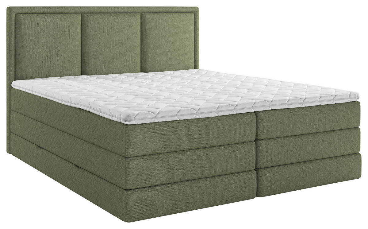 BOXSPRING KREVET    200/200 cm  - zelena, Design, drvni materijal/tekstil (200/200cm) - MID.YOU