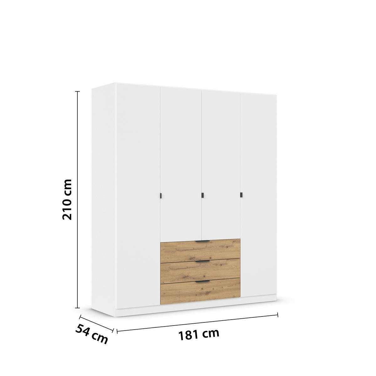 KLEIDERSCHRANK in Weiss, Eiche Artisan  - Weiss/Eiche Artisan, Basics, Holzwerkstoff/Metall (181/210/54cm) - Boxxx